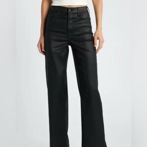 Hidden jeans Black coated denim Wide-Leg flare distressed hem Jeans size 26